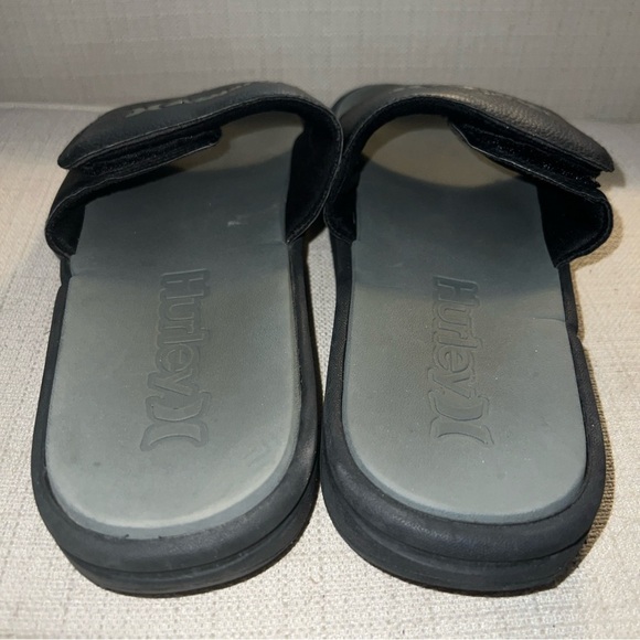 HURLEY Size 8 Black with Gray Logo Adjustable Men's Comfort Slide Sandals - Picture 4 of 11